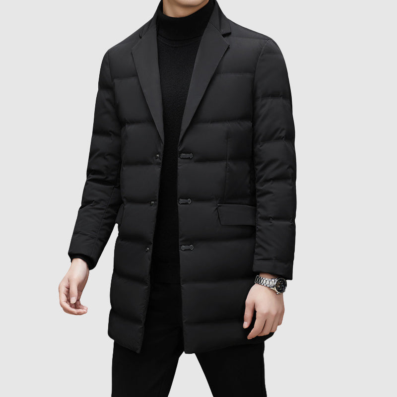 Dashiell - Men's Notch-Lapel Puffer Coat with Button Front