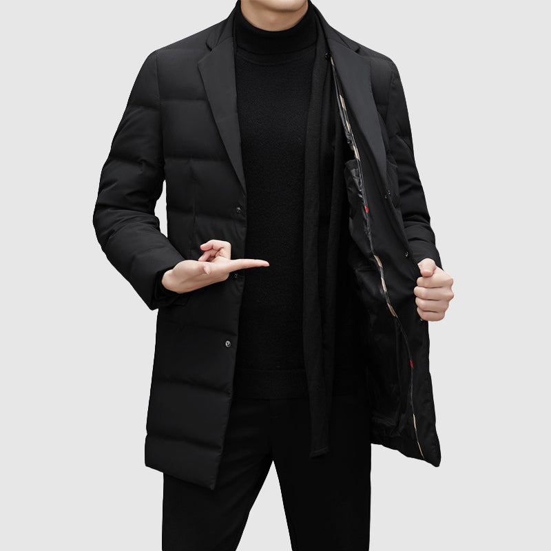 Dashiell - Men's Notch-Lapel Puffer Coat with Button Front