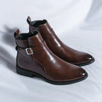 Dorian - Men's Buckle-Strap Chelsea Boots with Block Heel