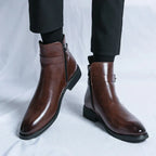 Dorian - Men's Buckle-Strap Chelsea Boots with Block Heel
