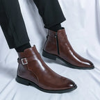 Dorian - Men's Buckle-Strap Chelsea Boots with Block Heel