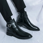 Dorian - Men's Buckle-Strap Chelsea Boots with Block Heel