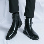 Dorian - Men's Buckle-Strap Chelsea Boots with Block Heel