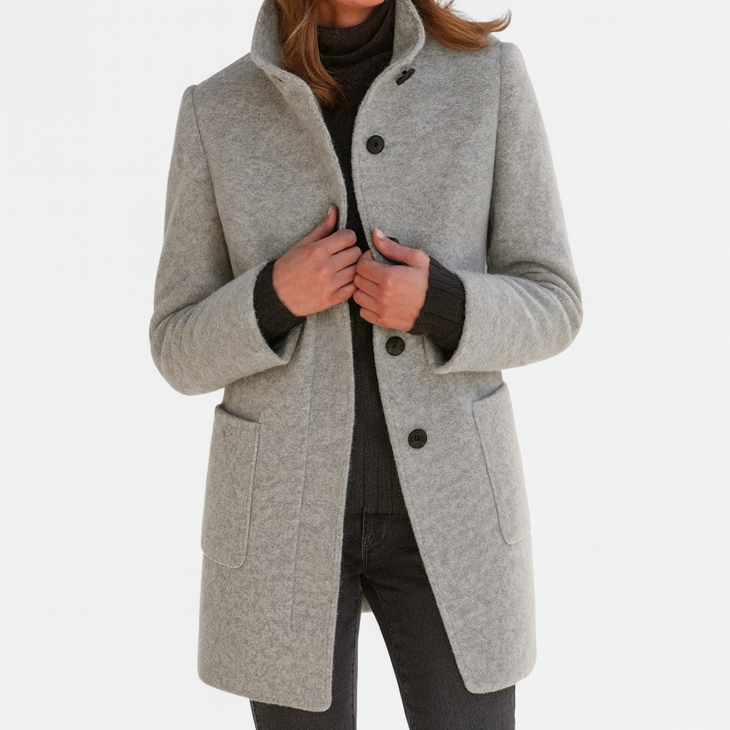 Dulcie - Women's Stand-Collar Wool-Blend Coat