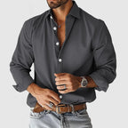 Elijah - Men's Collared Cotton Shirt with Button Front