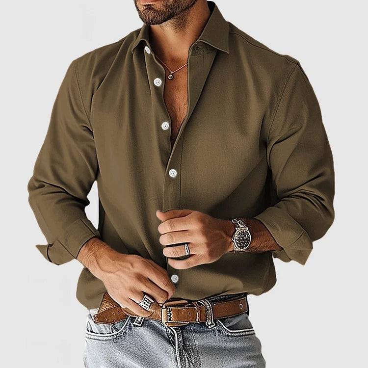 Elijah - Men's Collared Cotton Shirt with Button Front