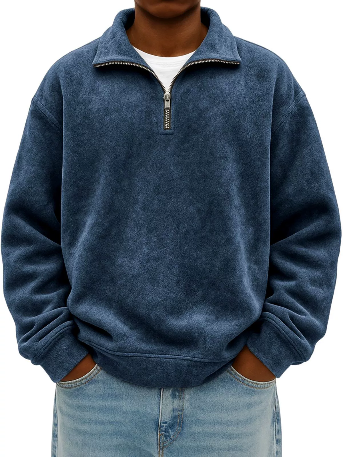 Enzo - Men's Half-Zip Heathered Sweatshirt