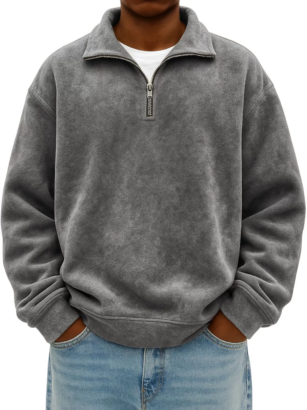 Enzo - Men's Half-Zip Heathered Sweatshirt