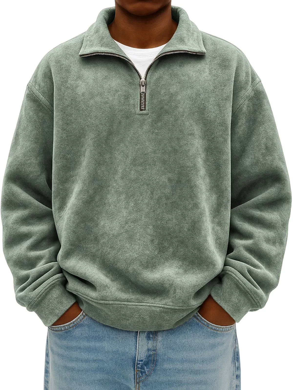 Enzo - Men's Half-Zip Heathered Sweatshirt