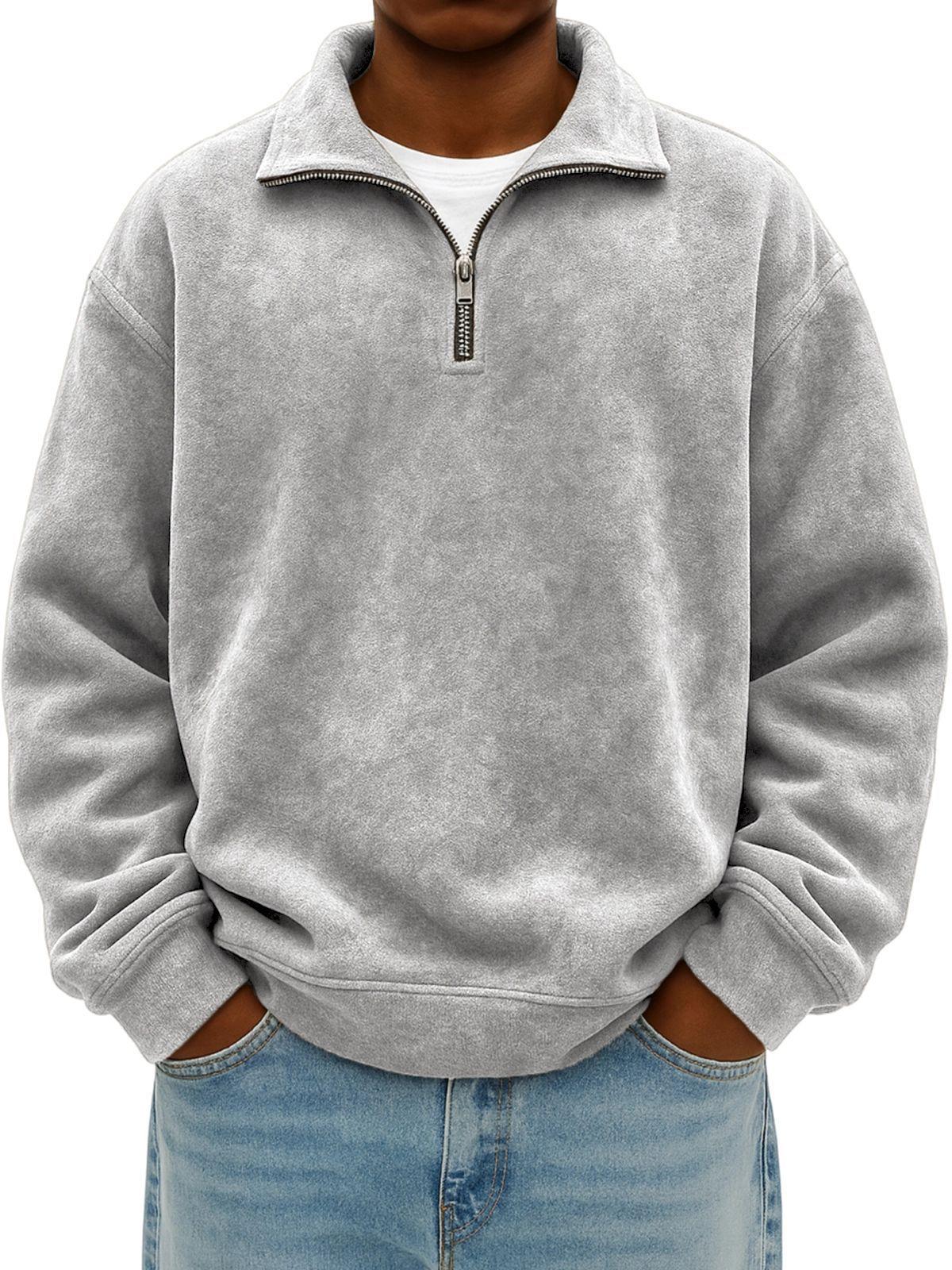 Enzo - Men's Half-Zip Heathered Sweatshirt