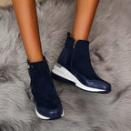 Estelle - Women's Wedge Ankle Boots with Croc-Embossed Toe