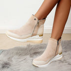 Estelle - Women's Wedge Ankle Boots with Croc-Embossed Toe