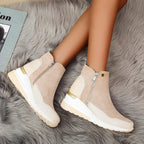 Estelle - Women's Wedge Ankle Boots with Croc-Embossed Toe