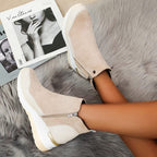 Estelle - Women's Wedge Ankle Boots with Croc-Embossed Toe