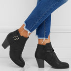 Esther - Women's Strappy Block Heel Ankle Boots