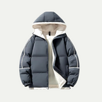 Everett - Men's Hooded Puffer Jacket with Contrast Piping