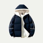 Everett - Men's Hooded Puffer Jacket with Contrast Piping