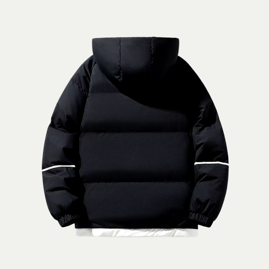 Everett - Men's Hooded Puffer Jacket with Contrast Piping