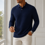 Everett - Men's Quilted Long-Sleeve Polo