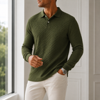 Everett - Men's Quilted Long-Sleeve Polo