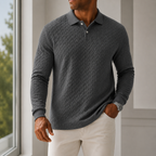 Everett - Men's Quilted Long-Sleeve Polo