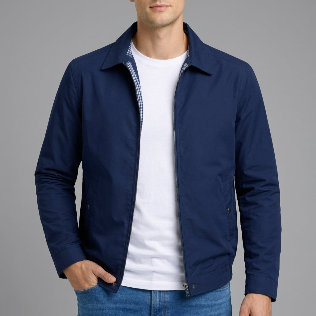 Ezra - Men's Classic Harrington Jacket with Checked Lining
