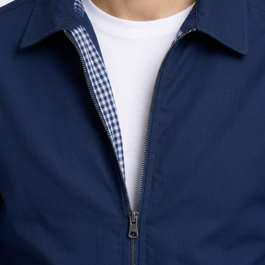 Ezra - Men's Classic Harrington Jacket with Checked Lining