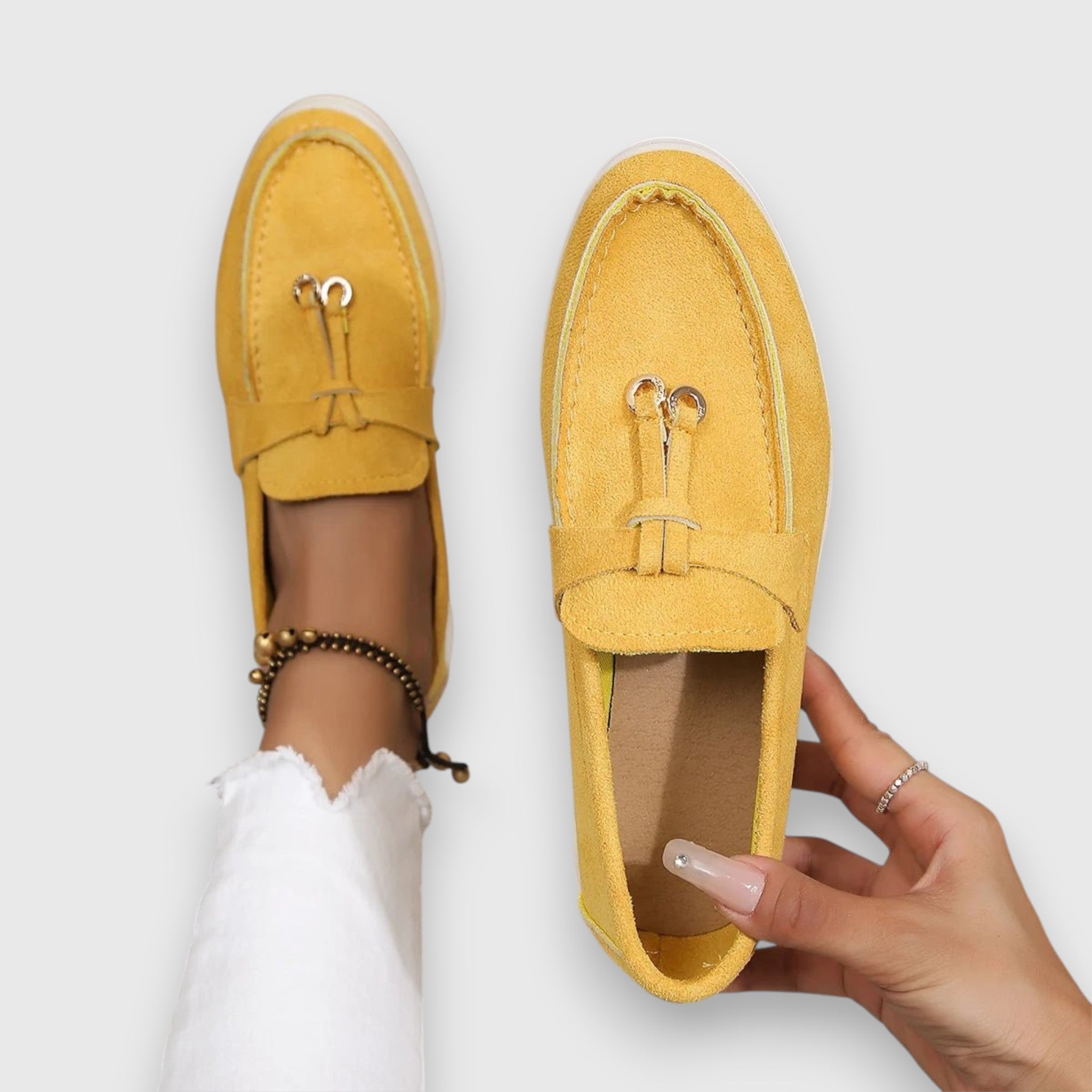Fiona - Women's Suede Tassel Loafers with Crepe Sole