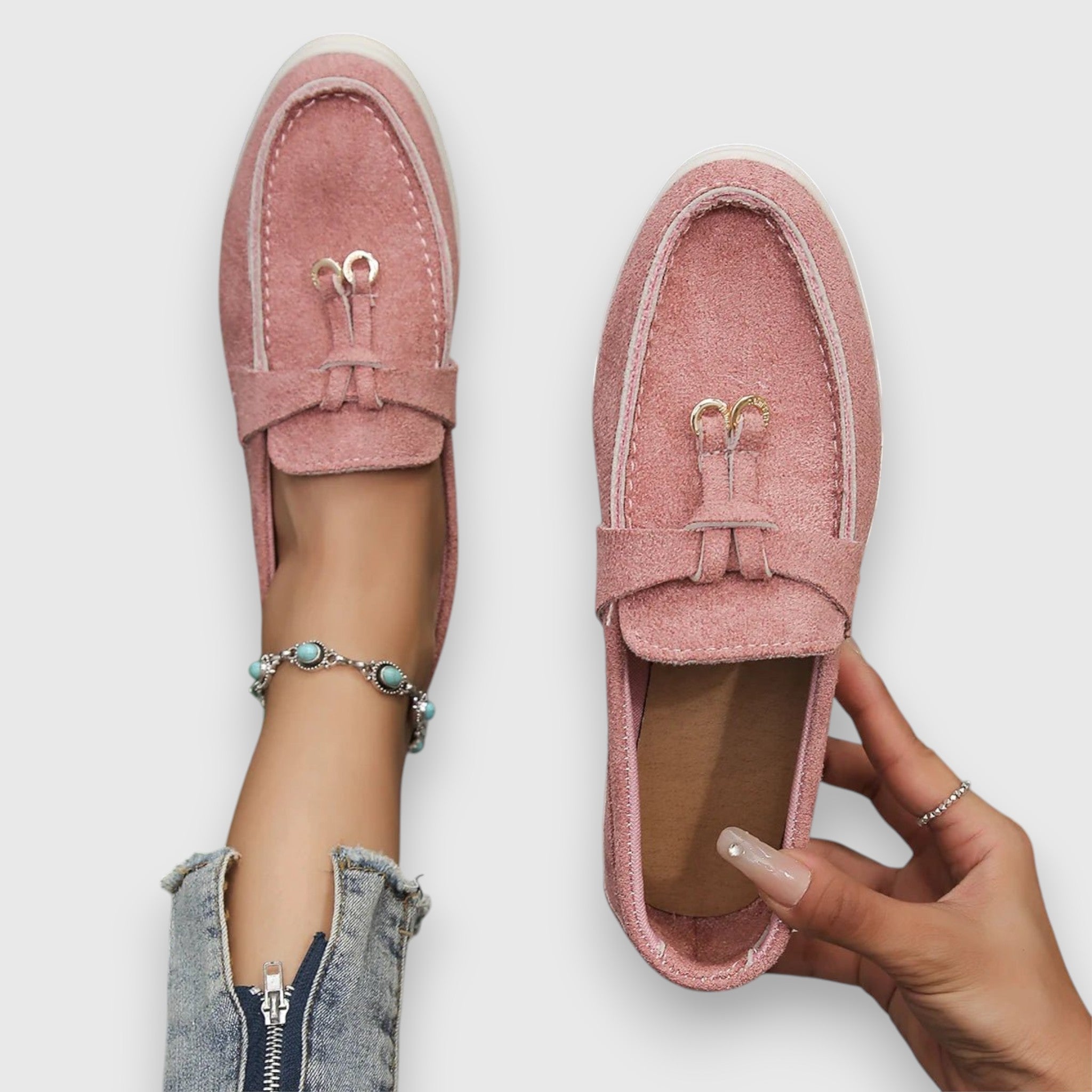 Fiona - Women's Suede Tassel Loafers with Crepe Sole