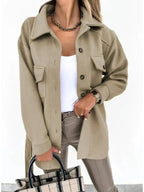 Genevieve - Women's Notch-Collar Button-Front Jacket with Patch Pockets