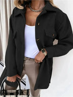Genevieve - Women's Notch-Collar Button-Front Jacket with Patch Pockets