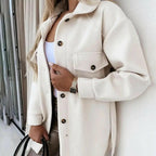 Genevieve - Women's Notch-Collar Button-Front Jacket with Patch Pockets
