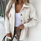 Genevieve - Women's Notch-Collar Button-Front Jacket with Patch Pockets