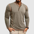 Gideon - Men's Henley Shirt with Contrast Topstitching