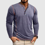 Gideon - Men's Henley Shirt with Contrast Topstitching