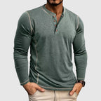 Gideon - Men's Henley Shirt with Contrast Topstitching