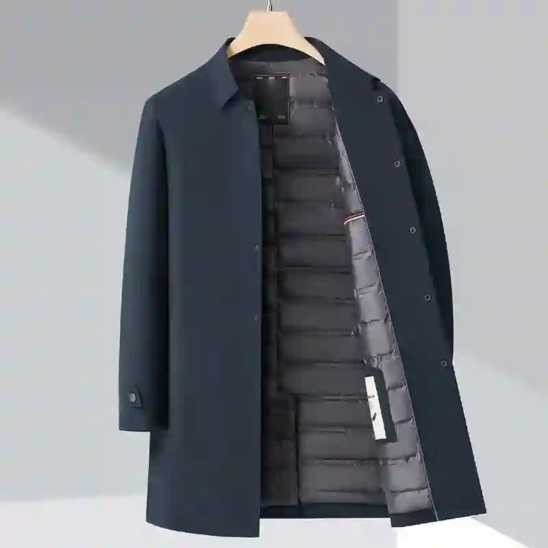 Gideon - Men's Water-Resistant Trench Coat with Down Lining