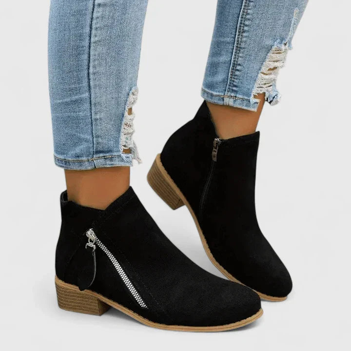 Giselle - Women's Zip-Closure Suede Ankle Boots