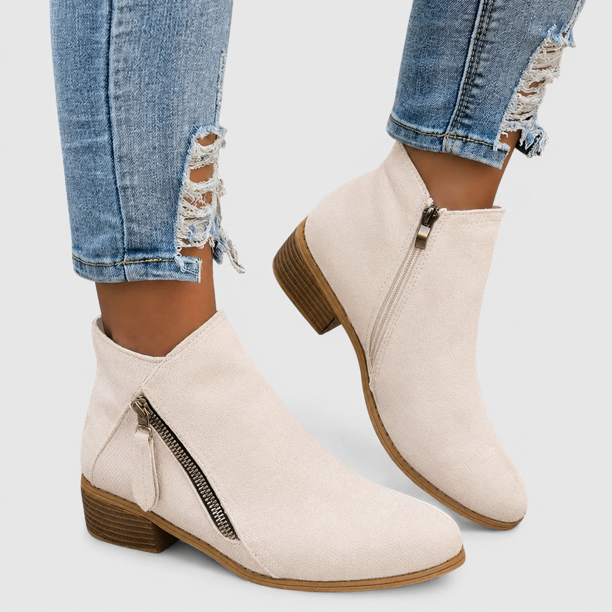 Giselle - Women's Zip-Closure Suede Ankle Boots
