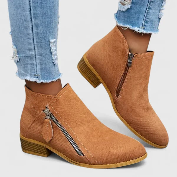 Giselle - Women's Zip-Closure Suede Ankle Boots