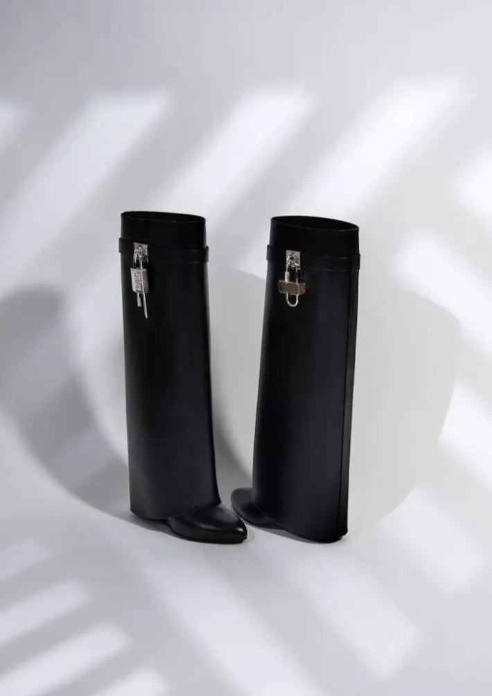 Gwendolyn - Women's Tall Boots with Sculptural Lock Closure