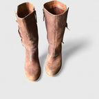 Hadley - Women's Mid-Calf Boots with Side Zip and Stacked Heel