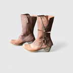 Hadley - Women's Mid-Calf Boots with Side Zip and Stacked Heel