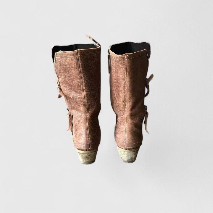 Hadley - Women's Mid-Calf Boots with Side Zip and Stacked Heel