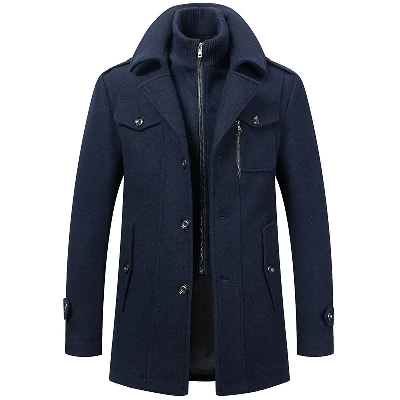 Hadrian - Men's Layered Wool-Blend Overcoat