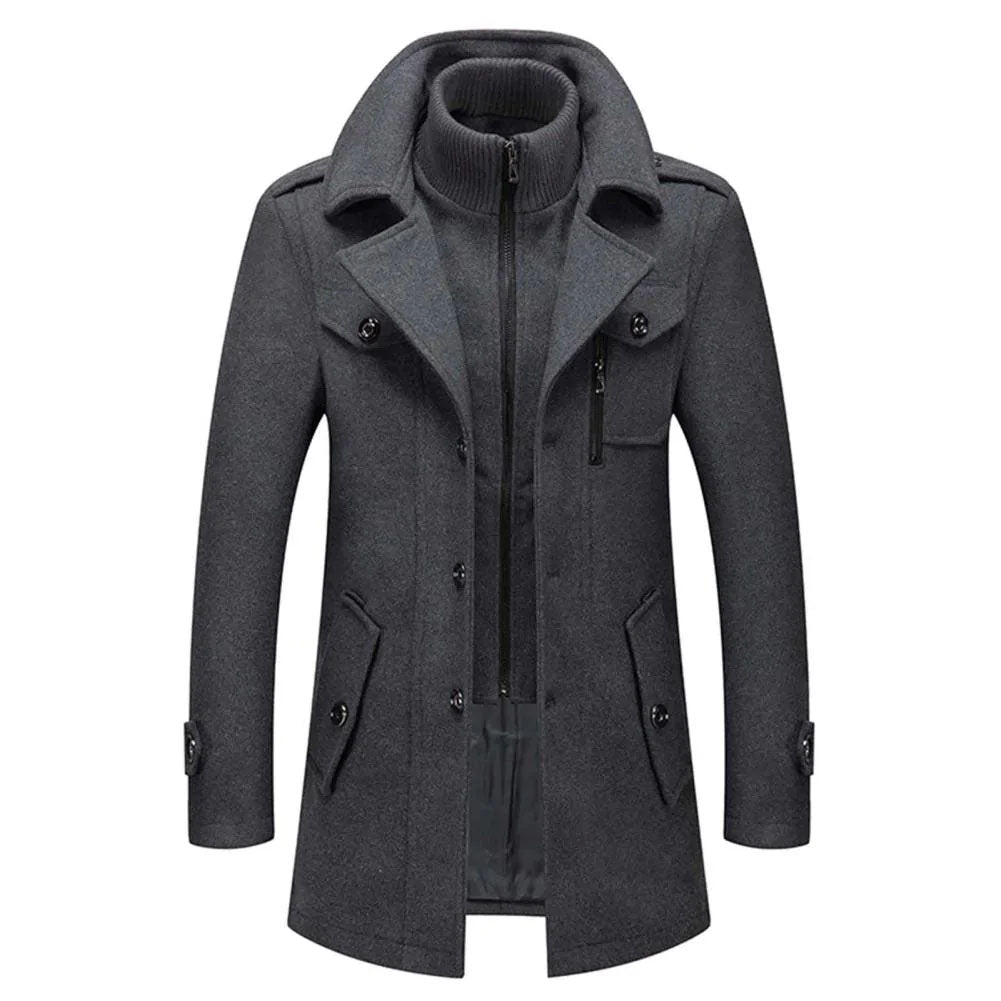 Hadrian - Men's Layered Wool-Blend Overcoat