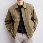 Harlan - Men's Button-Front Bomber Jacket with Ribbed Trim