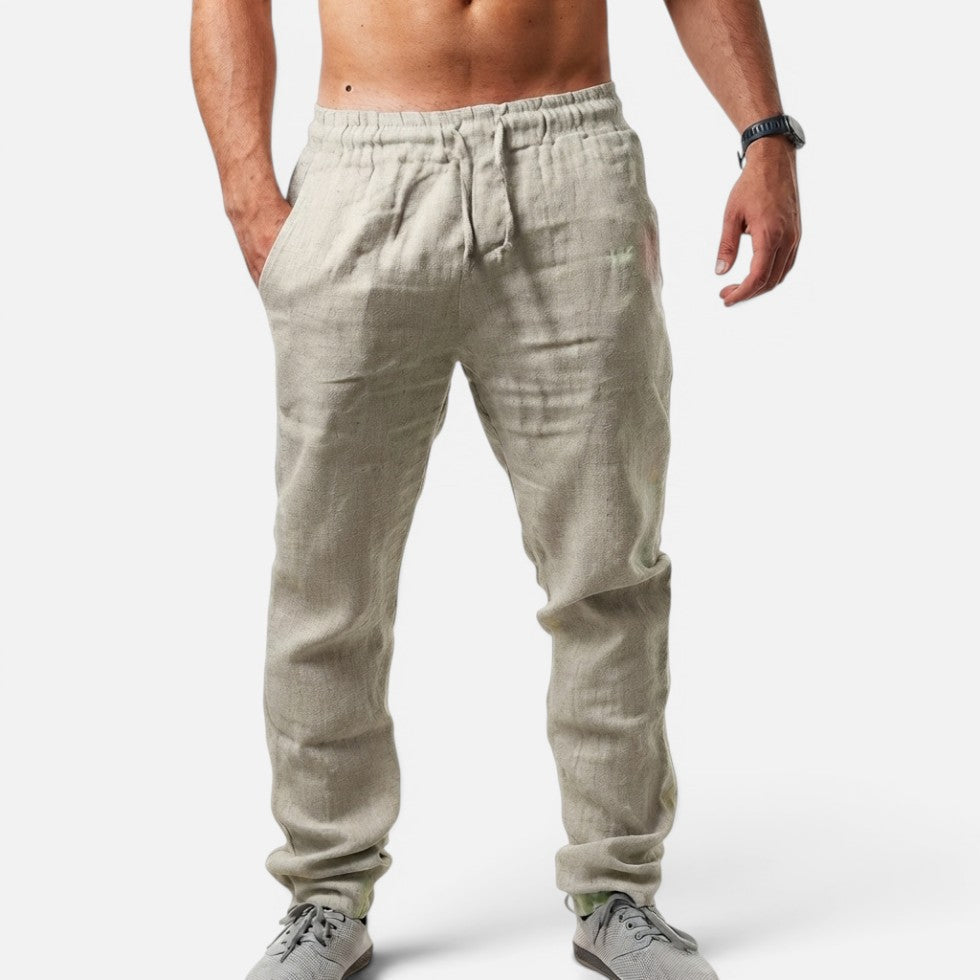 Harlan - Men's Drawstring Linen-Look Straight-Leg Pants