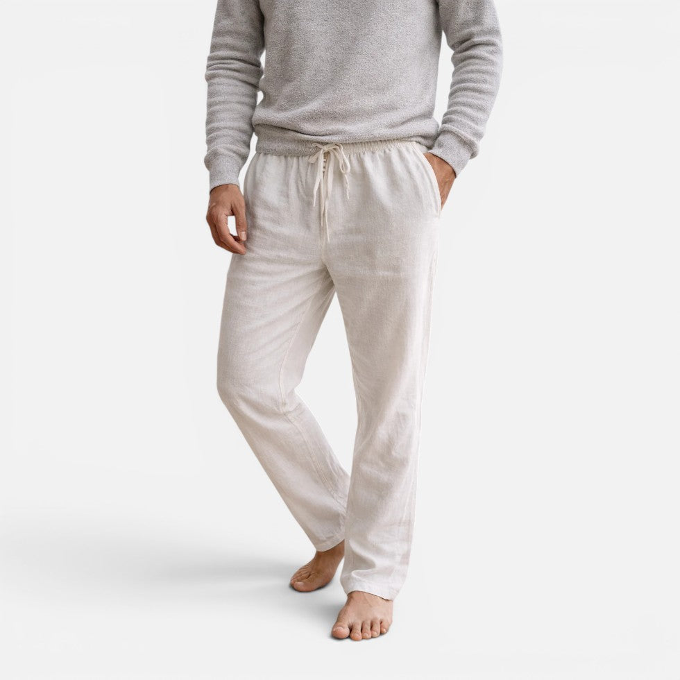 Harlan - Men's Drawstring Linen-Look Straight-Leg Pants