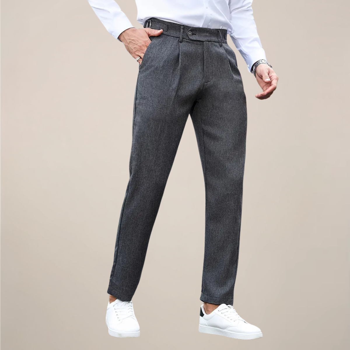 Harlan - Men's Front-Pleat Slim Tailored Trousers